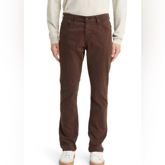 AG Graduate Sueded Tailored Leg Jeans Mens 38x32 Bitter Chocolate Sateen Stretch - Picture 1 of 14